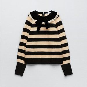 NWT Zara COMBINATION VELVET KNIT SWEATER S